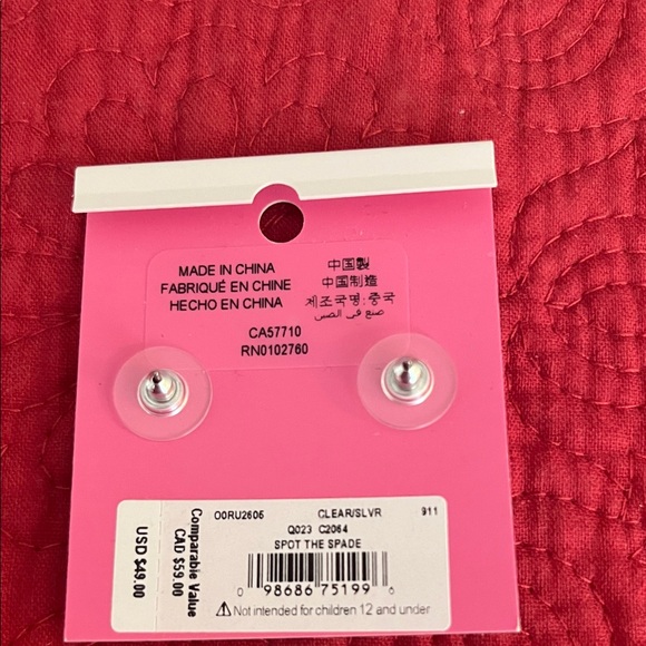 NEW Kate Spade”Spot the Spade” Earrings - Picture 3 of 5